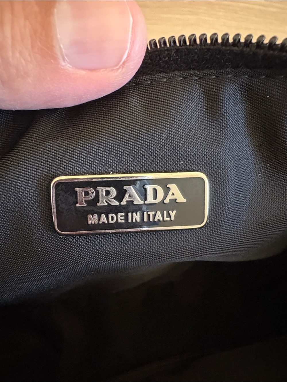 Prada Small Black Nylon Shoulder Bag with Silver Triangle Logo - Picture 3 of 10
